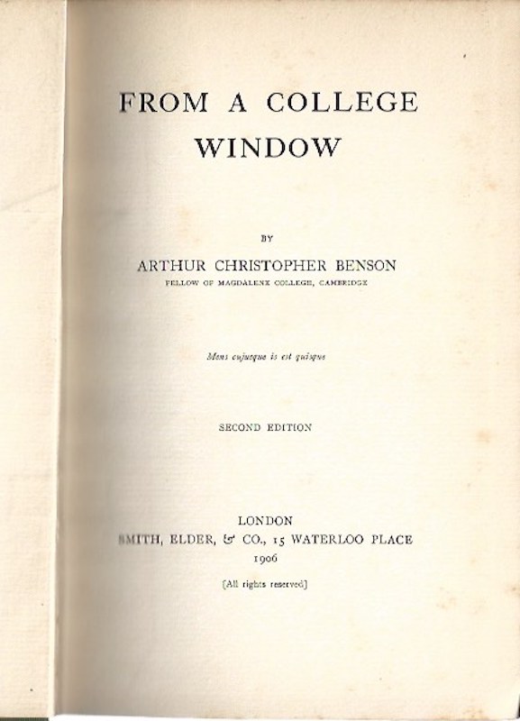 From a College Window by Benson, A.C.