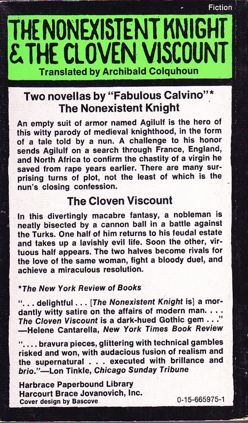 The Non-Existent Knight and the Cloven Viscount by Calvino, Italo
