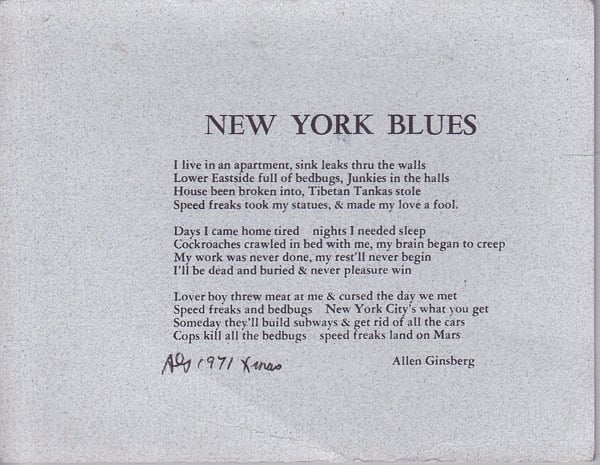 New York Blues by Ginsberg, Allen