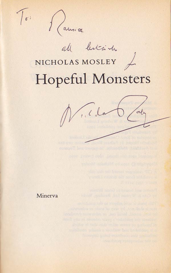 Hopeful Monsters by Mosley, Nicholas.