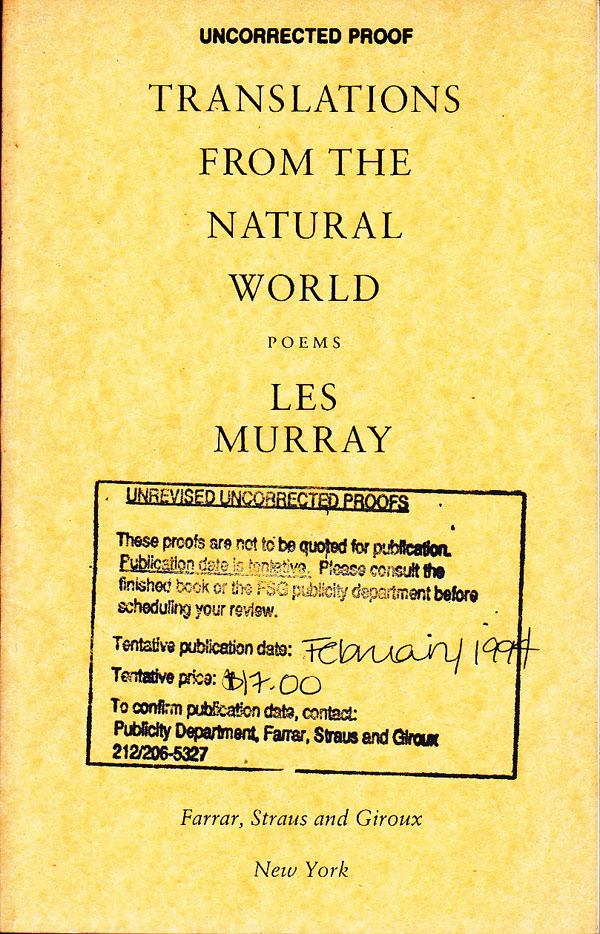 Translations from the Natural World by Murray, Les