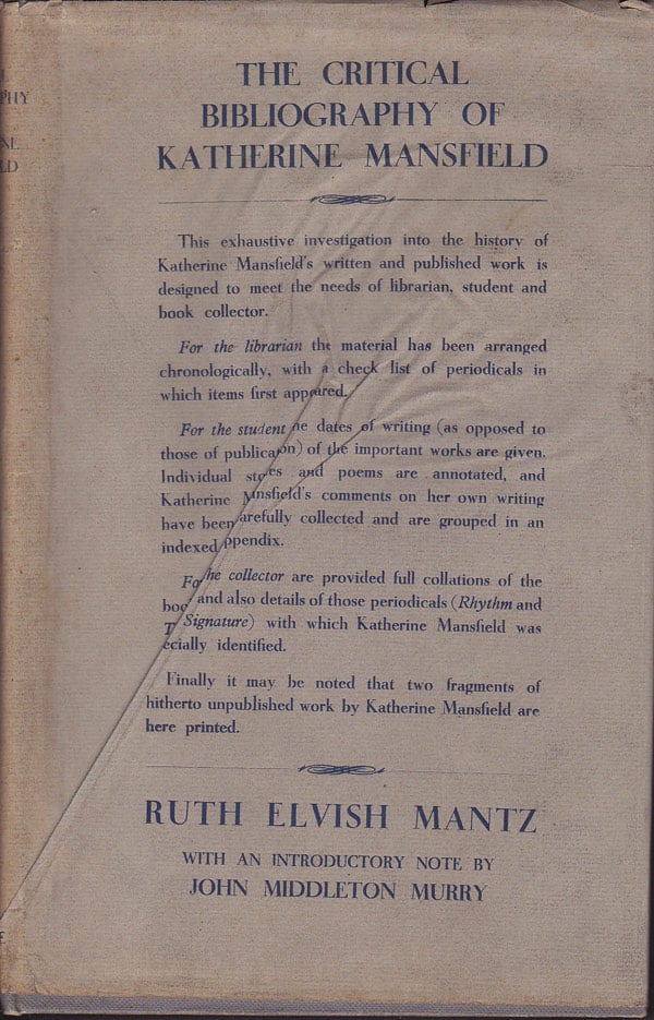 The Critical Bibliography of Katherine Mansfield by Mantz, Ruth Elvish