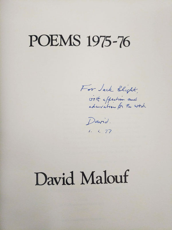 Poems 1975-76 by Malouf, David