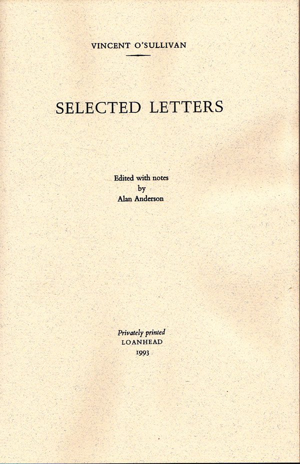 Selected Letters by O'Sullivan, Vincent