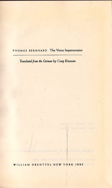 The Voice Impersonator by Bernhard, Thomas
