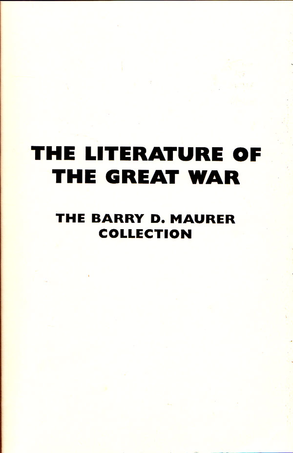 Literature of the Great War - the Maurer Collection by 