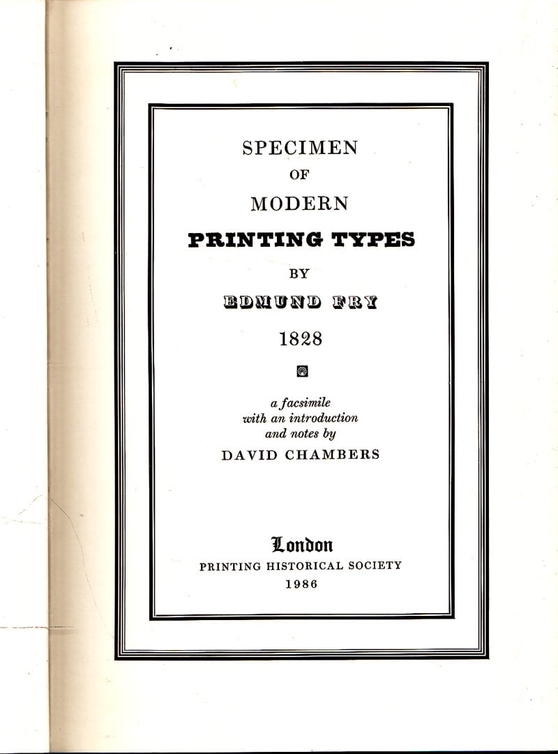 Specimen of Modern Printing Types by Fry, Edmund