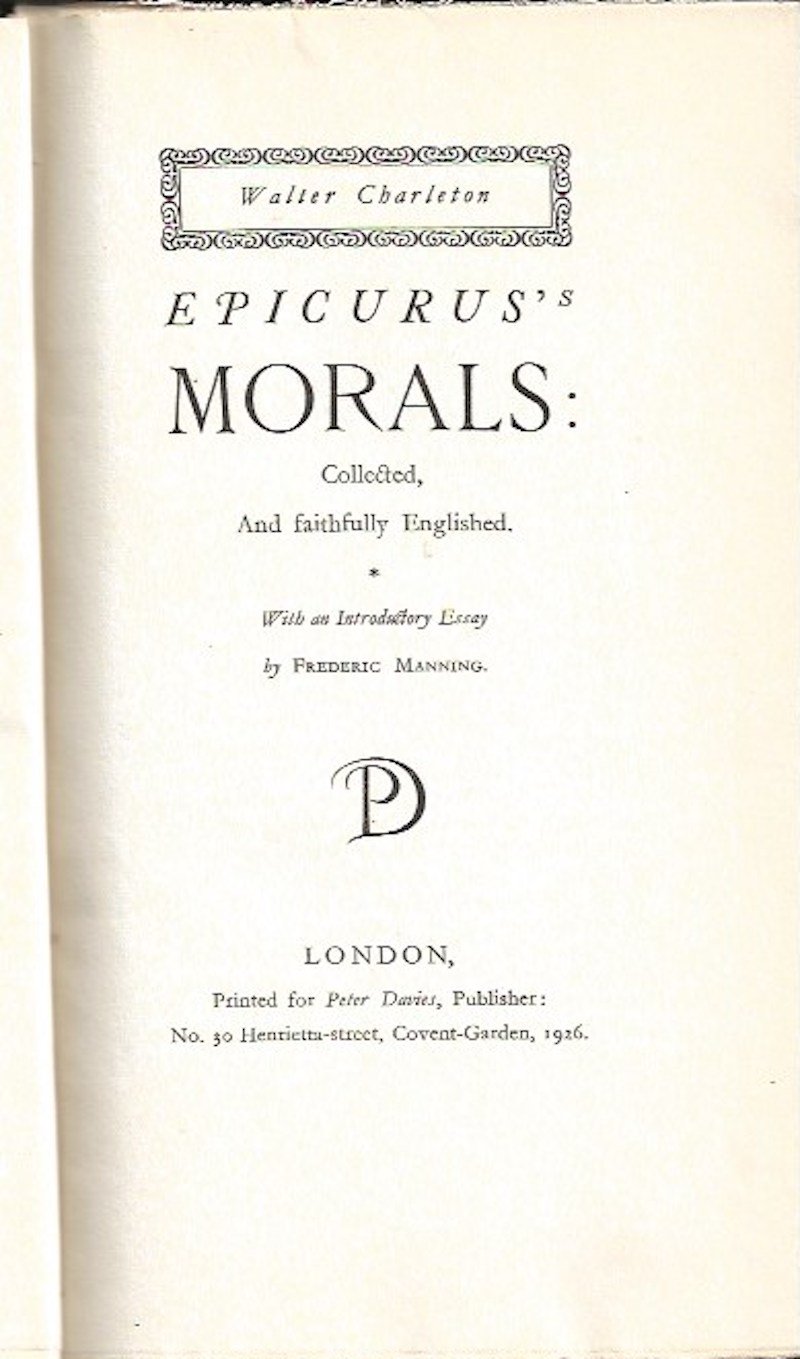 Epicurus's Morals by Epicurus
