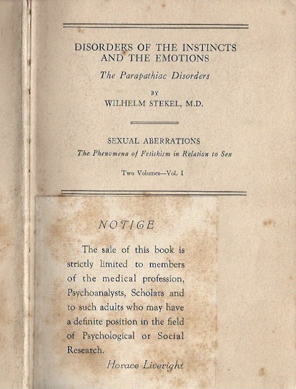 Sexual Aberrations by Stekel, Dr. Wilhelm