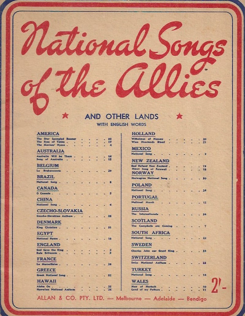 National Songs of the Allies and Other Lands by Rowe, John