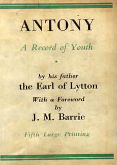 Antony A Record Of Youth by Lytton Earl