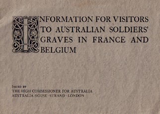 Information For Visitors To Aust Soldiers Graves In France by 