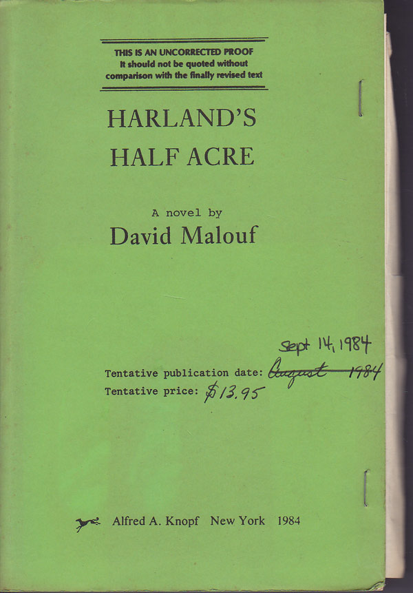 Harland's Half Acre by Malouf, David