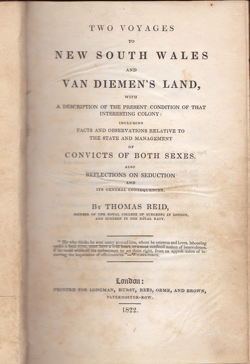 Two Voyages to New South Wales and Van Diemen's Land by Reid, Thomas