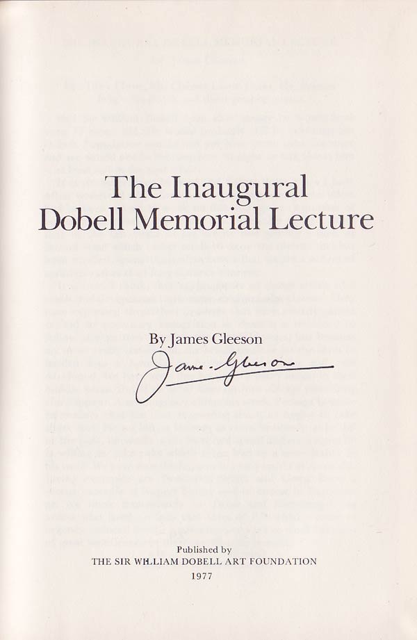 The Inaugural Dobell Memorial Lecture by Gleeson, James.