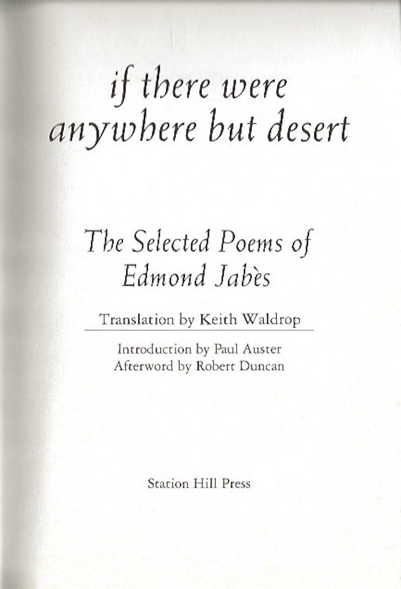 If There Were Anywhere But Desert by Jabes, Edmond