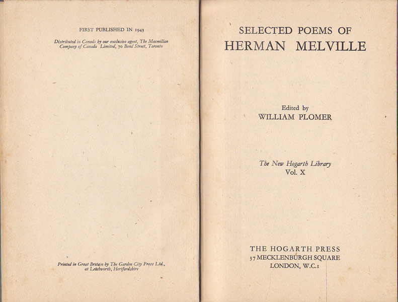 Selected Poems of Herman Melville by Melville, Herman
