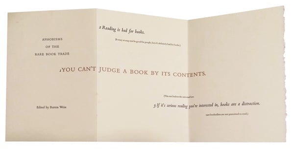 Aphorisms of the Rare Book Trade by Weiss, Burton edits