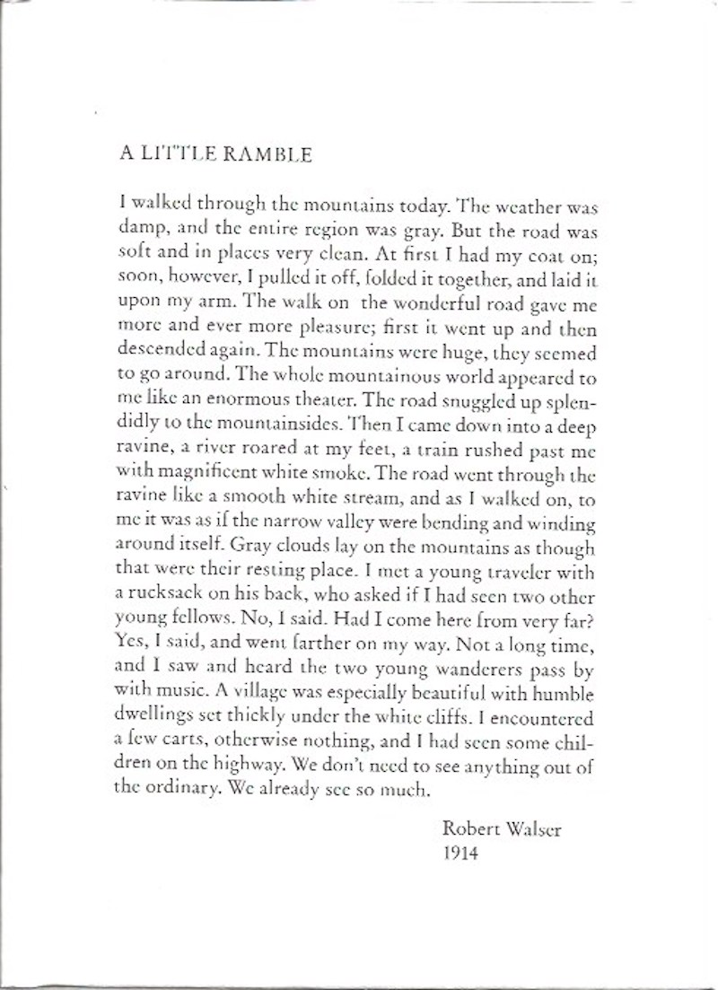 A Little Ramble: in the Spirit of Robert Walser by Walser, Robert and contemporary artists