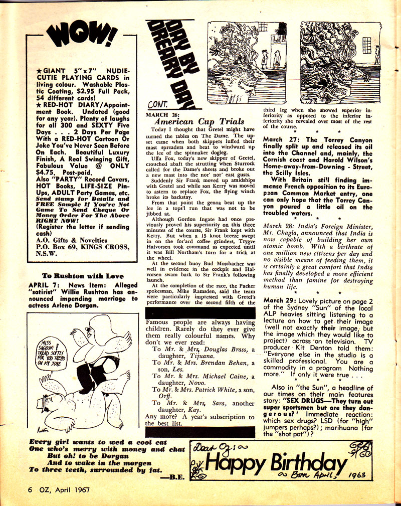 Oz Magazine, April 1967. by Walsh, Richard and Dean Letcher edit