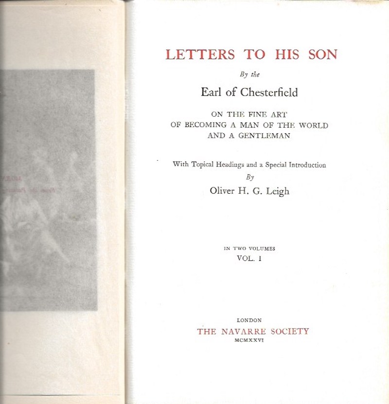 Letters to His Son by Earl of Chesterfield
