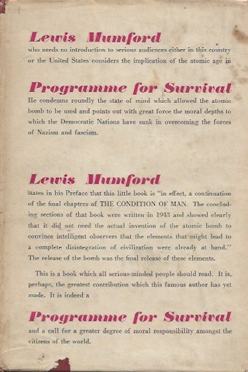 Programme for Survival by Mumford, Lewis
