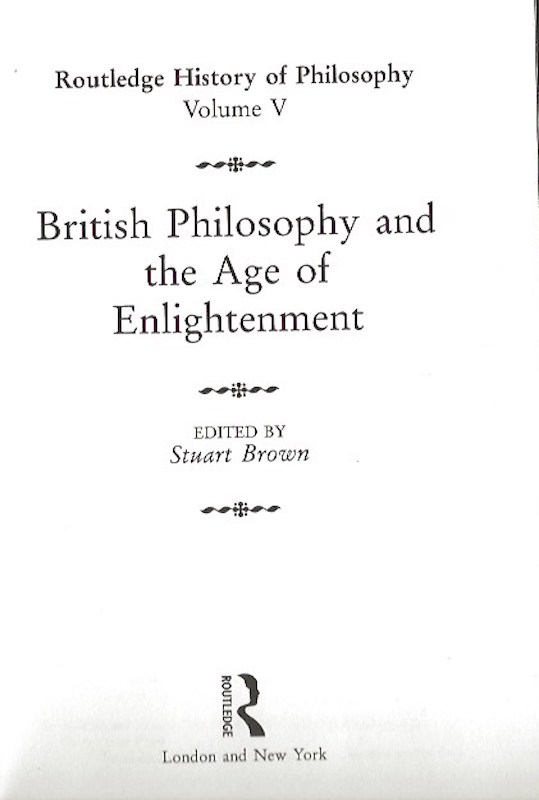 British Philosophy and the Age of Enlightenment by Brown, Stuart edits