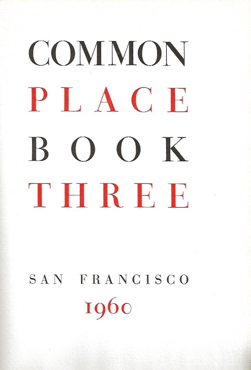 Commonplace Book Three by Grover, Sherwood and Katharine