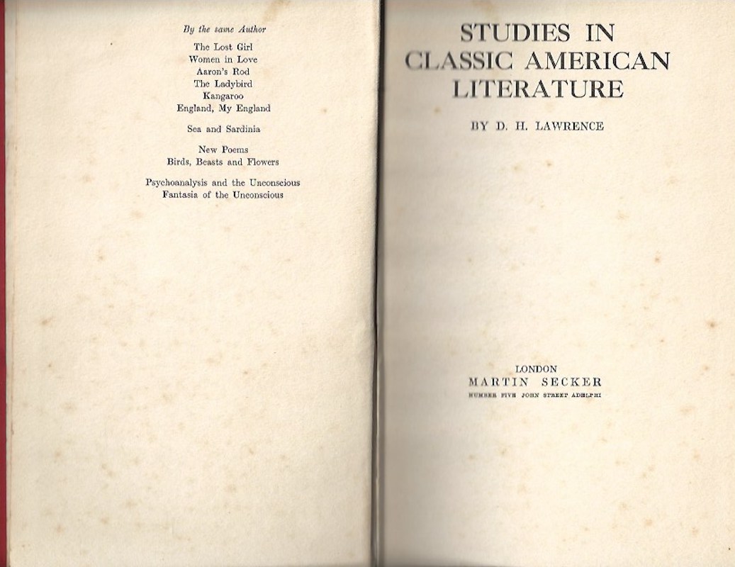 Studies in Classic American Literature by Lawrence, D.H.