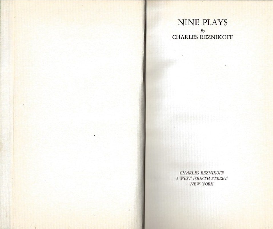 Nine Plays by Reznikoff, Charles.